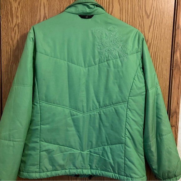 Columbia Women's Size L Light Green Puffer Jacket with Brown Lining FREE SHIP - Picture 3 of 7